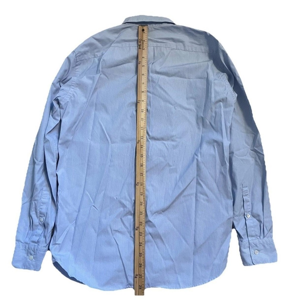 Jil Sander +J Supima Cotton Button Up Long-Sleeve Shirt Men XS Microstripe Blue - Picture 15 of 15